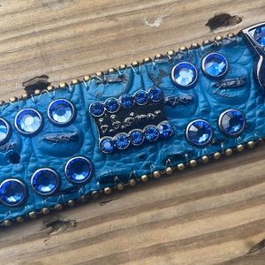 B.B Simon designer belt real snake skin leather and real Swarovski crystals